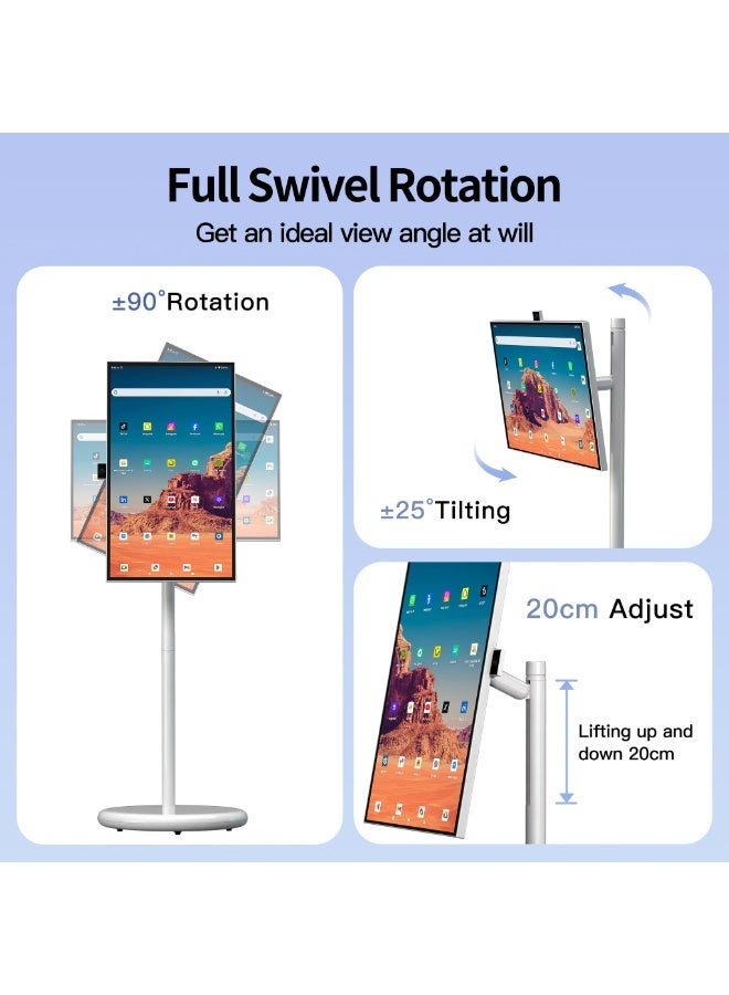 VLH 27 Inch Portable Smart TV,1080P Touch Screen Android Monitor on Wheels, 8MP Camera,4-6H Battery, 6+128GB Storage, Mobile Display for Home/Office/Outdoor, Arabic & Google Play - Image 4